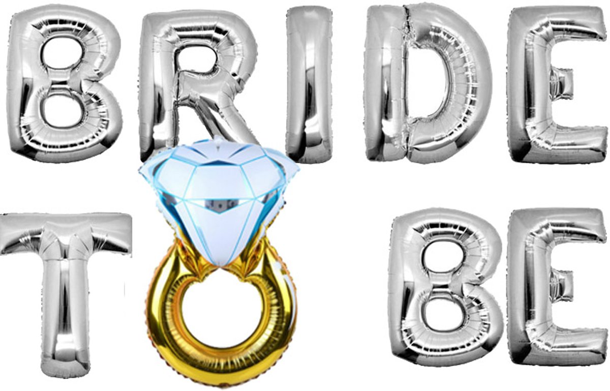 Ballonnen set Bride to be met ring zilver